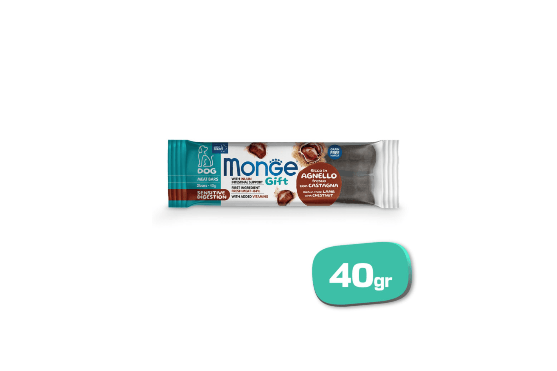 Monge Gift Meat Bars Sensitive Digestion Cordero y Castañas 40gr