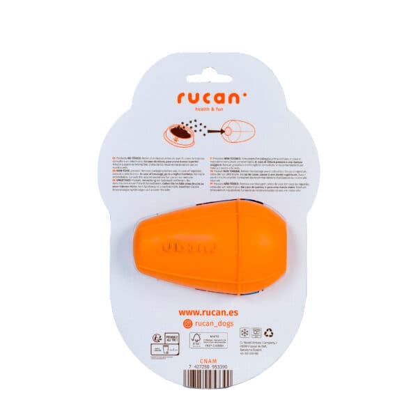 Juguete Conic Naranja en su empaque trasero, mostrando detalles del producto y su uso.