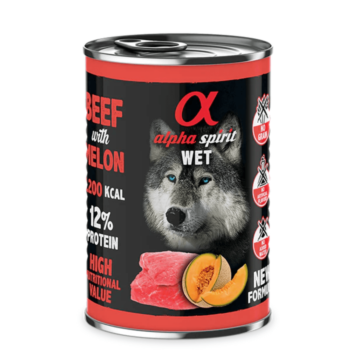 Alpha Spirit WET Dog Ternera con melón 400gr